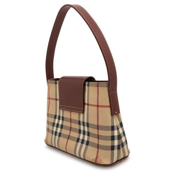 Burberry Check Leather Handbag Bag - Picture 2 of 11